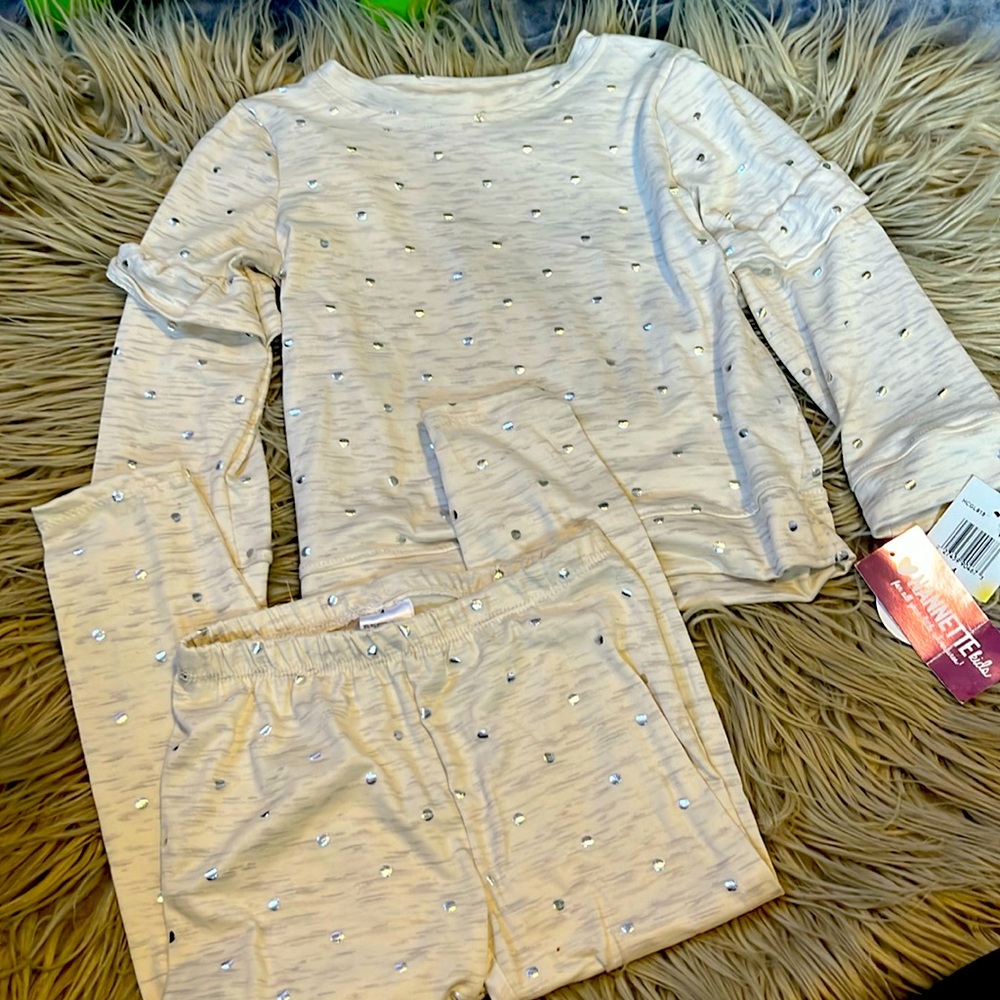 Girls Matching Cream and Silver Set